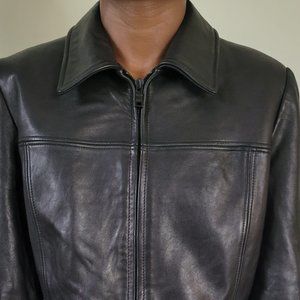 Vintage Marc New York Women's Classic Jet Black Leather Jacket - Full Zipper
